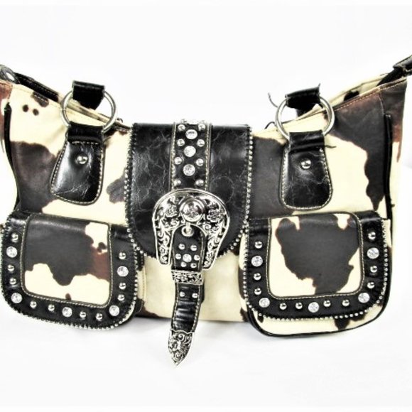 Country Road Handbags - Embellished Country Road Animal Print Handbag